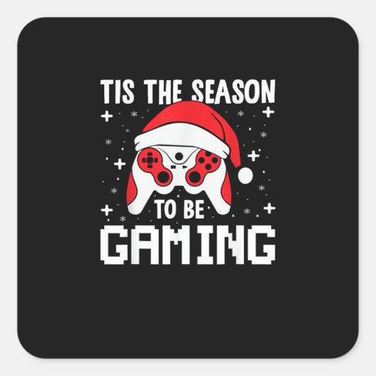 Tis The Season To Gaming Christmas Gamer Heartbeat Quadratischer Aufkleber (Vorderseite)