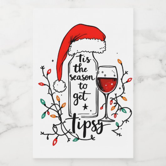 'Tis The Season to Get Tipsy Weinetikett (Einzelnes Label)