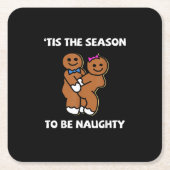 Tis The Season To Naughty Gingerbread Couple Chris Rechteckiger Pappuntersetzer (Vorderseite)