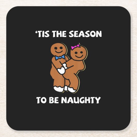 Tis The Season To Naughty Gingerbread Couple Chris Rechteckiger Pappuntersetzer (Vorderseite)
