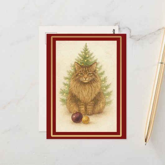 Tis the Season to Purr — Personalized Maine Coon Postkarte (Vorderseite/Rückseite Beispiel)