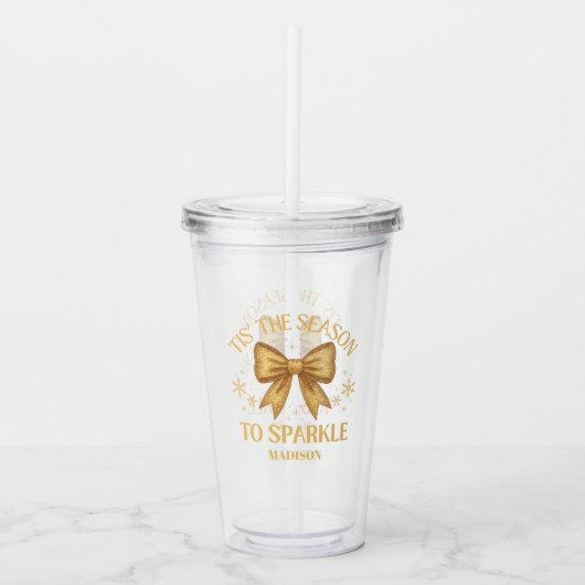 Tis' The Season To Sparkle Christmas Holiday Gold Acryltrinkbecher (Vorderseite)