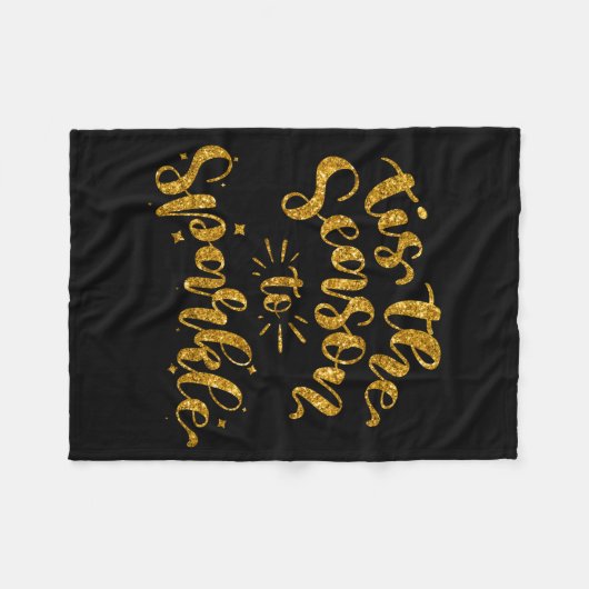 Tis The Season To Sparkle Gold Faux Glitter Fleecedecke (Vorderseite (Horizontal))