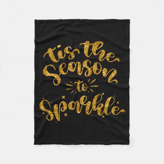 Tis The Season To Sparkle Gold Faux Glitter Fleecedecke (Vorderseite)