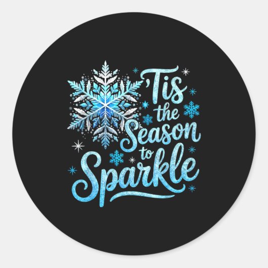 Tis The Season To Sparkle Xmas Snowflakes Christma Runder Aufkleber (Vorderseite)