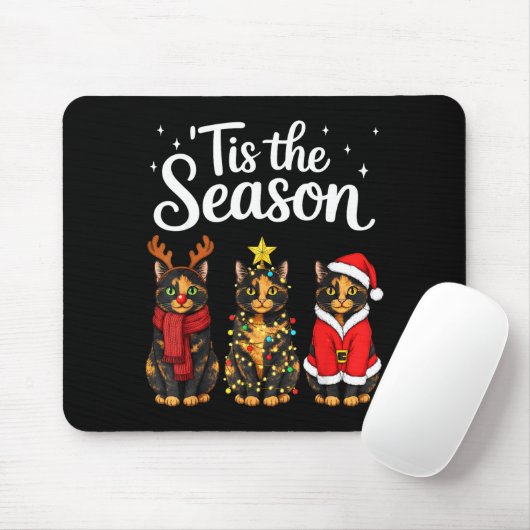 Tis The Season Tortoiseshell Cat Christmas Santa  Mousepad (Mit Mouse)