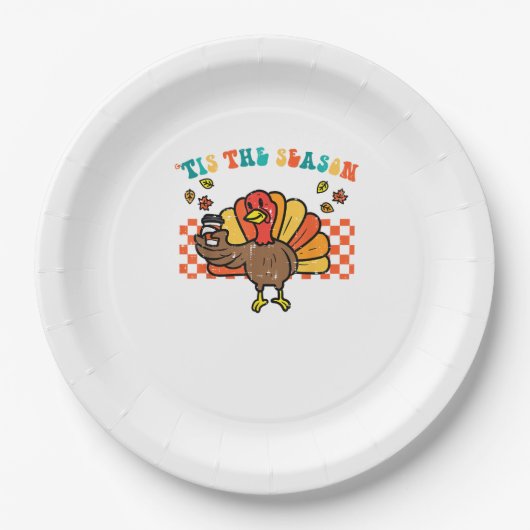 Tis The Season Turkey Coffee Thanksgiving Fall Men Pappteller (Vorderseite)