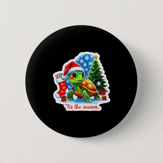Tis The Season Turtle Pet Owner Christmas Festive  Button (Vorderseite)