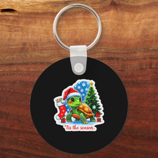 Tis The Season Turtle Pet Owner Christmas Festive Schlüsselanhänger (Vorderseite)