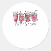 Tis The Season Valentines Day Coffee Drink Valenti Runder Aufkleber (Vorderseite)