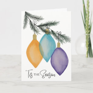 Tis the Season Wasserfarbe-Ornamente Kiefernzweig Karte