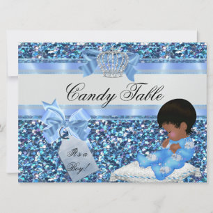 Tisch 2 Baby Shower Junge Blau Kleiner Prinz Kanin Einladung