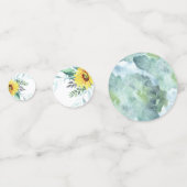 Tisch Confetti für Babydusche mit Sonnenblumen. Konfetti (Rückseiten)