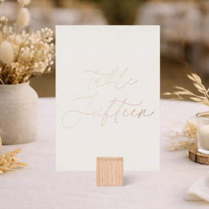 Tisch Fünfzehn Hochzeitstisch Nummer   Echtes Foli Folieneinladung