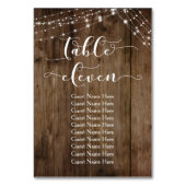 Tisch für Holz und Licht elf mit Gästekarte Tischnummer (Vorderseite)