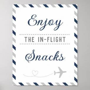 Tisch für Snacks Essen Reise Flugzeug Fluggesellsc Poster