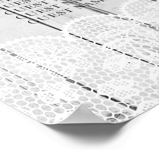 Tisch Hochzeit rustikale Spitzen Grau-Holz Poster (Ecke)