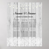 Tisch Hochzeit rustikale Spitzen Grau-Holz Poster (Vorne)