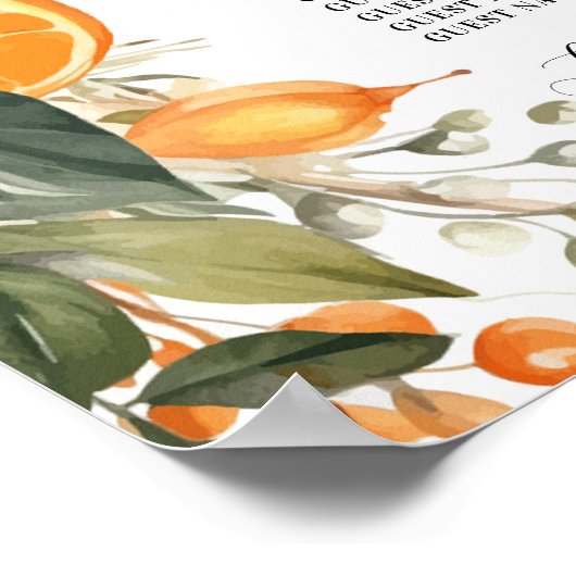 Tisch Hochzeitssitze 12 Orangen Citrus Florals Poster (Ecke)