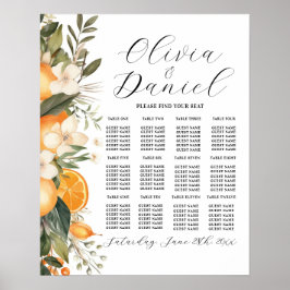 Tisch Hochzeitssitze 12 Orangen Citrus Florals Poster