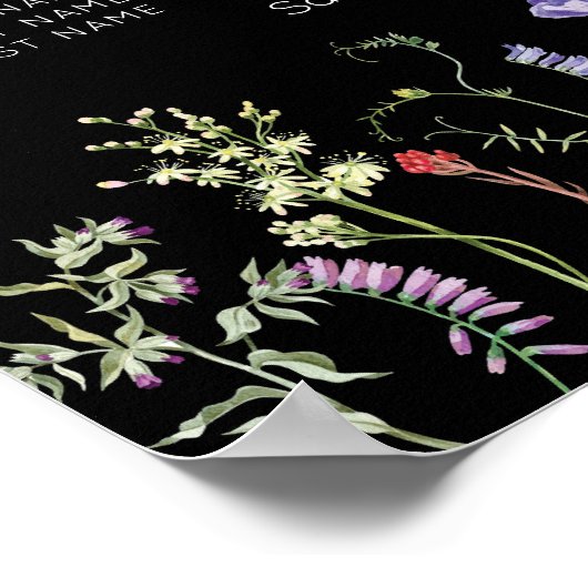 Tisch Hochzeitssitze 12 Wildblumen Blumendark Poster (Ecke)