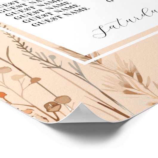 Tisch Hochzeitssitze 8 Boho Florals Bohemisch Poster (Ecke)