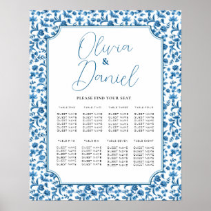 Tisch Hochzeitssitze 8 Chintz Blau & Weiß Poster