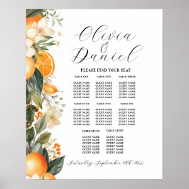 Tisch Hochzeitssitze 8 Florals Citrus Orange Poster