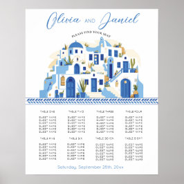 Tisch Hochzeitssitze 8 Santorini Griechenland Blau Poster