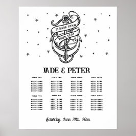 Tisch Hochzeitssitze 8 Traditioneller Tattoo Anker Poster