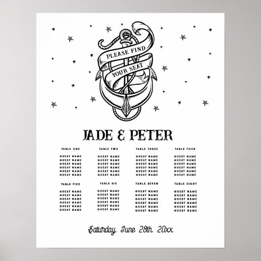Tisch Hochzeitssitze 8 Traditioneller Tattoo Anker Poster (Vorne)