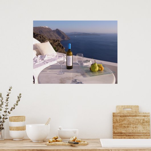 Tisch in Santorini Poster (Küche)