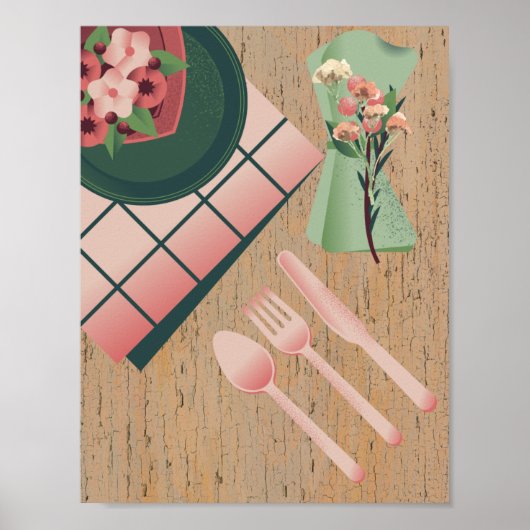 Tisch serviert Art der Küche Poster (Vorne)