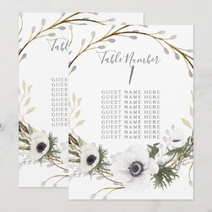 Tisch Sitzkarte Anemone Farn Kranz Hochzeit Einladung