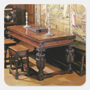 Tisch und Stühle, auch bekannt als Bromley-by-Bow Quadratischer Aufkleber