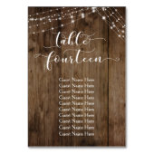 Tisch Vierzehn mit Gästekarte für Holz und Licht Tischnummer (Rückseite)