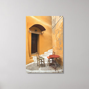 Tischanordnung auf der Seite, Chania, Kreta, Griec Leinwanddruck