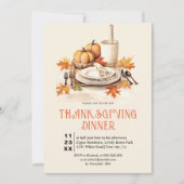 Tischanordnung mit KürbisThanksgiving-Dinner Einladung (Vorderseite)