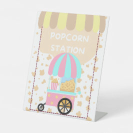 Tischaufsteller für Lebensmittel Popcorn Station Sockelschild