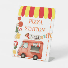 Tischaufsteller für Pizzastationen Sockelschild