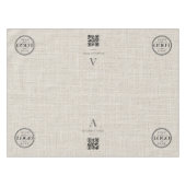 Tischbanner mit QR-Code-Logo für das Leinengeschäf Tischdecke (Vorderseite (Horizontal))
