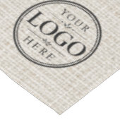 Tischbanner mit QR-Code-Logo für das Leinengeschäf Tischdecke (Schrägansicht)