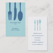 Tischbesteck-Café-Visitenkarte (hellblau) Visitenkarte (Vorne/Hinten)