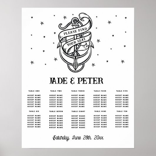 Tischdecke 10 Traditioneller Tattoo Anker Poster (Vorne)