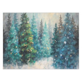 Tischdecke Grüne Weihnachtsbäume Winterwald (Vorderseite (Horizontal))