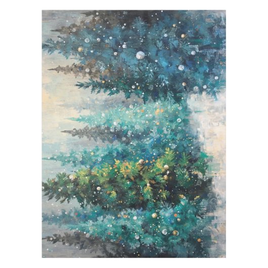 Tischdecke Grüne Weihnachtsbäume Winterwald (Vorderseite)