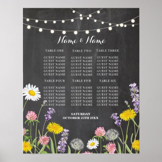 Tischdecke Hochzeit Wilde Blume Plakatsitze Poster (Vorne)