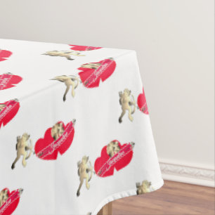 Tischdecke mit Cupid und Herzen