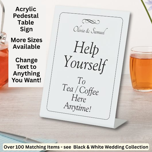 Tischdecke Schwarz Weiß Unendlichkeit Scroll Sockelschild