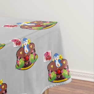 Tischdecke Valentinstag Pinguin Herzen